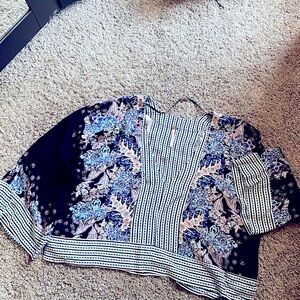 Few People Mix n Match floral striped blouse v neck boxy cut size S Small